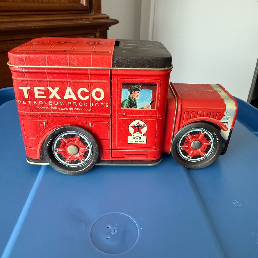 Vintage Texaco Toy Truck Tin Can